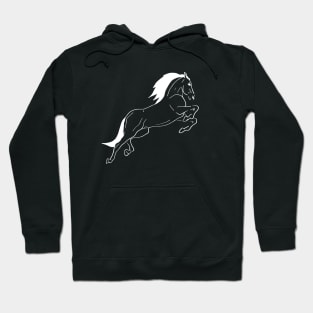 White line art jumping horse Hoodie